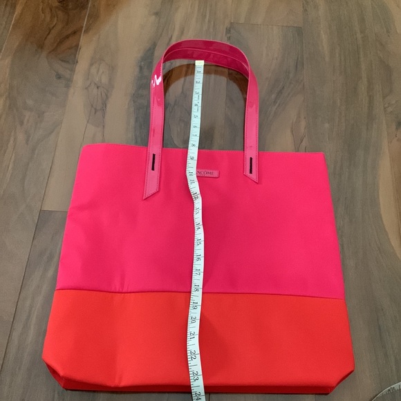 New Lancôme Paris Large Pink Orange Reversible Flamingo Print Shopping Tote NWT - Picture 8 of 8